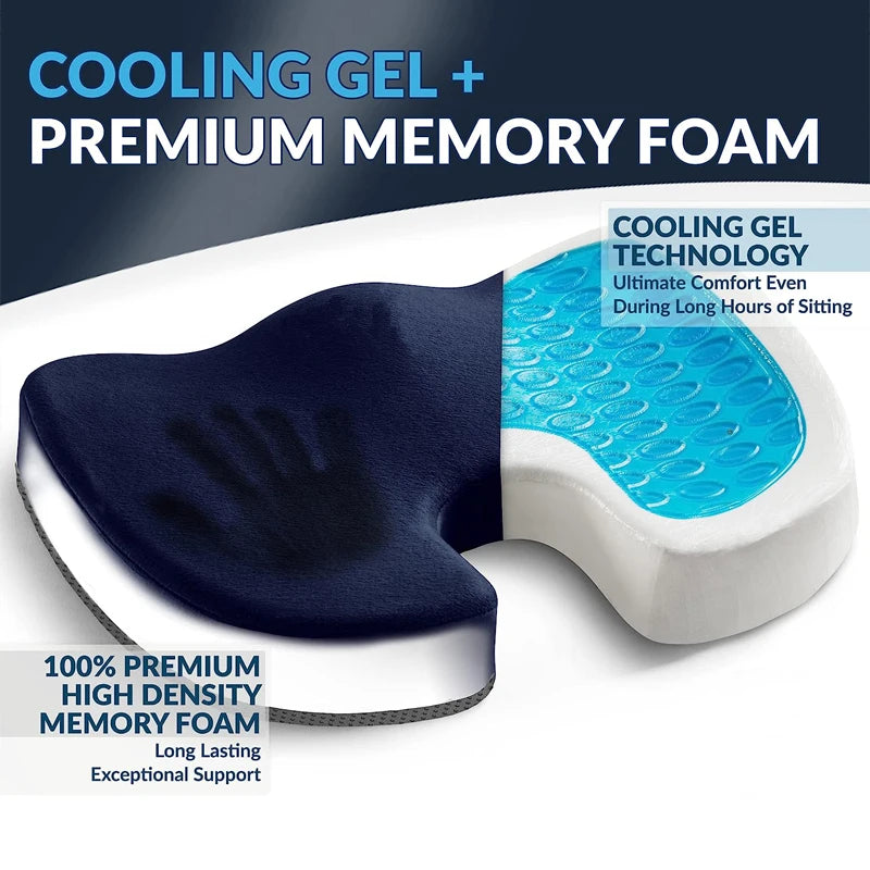 Gel Cushion Non-slip Gel and Memory Foam Coccyx Cushion Office Chair Cushion Car Cushion Sedentary Artifact - NJPH Best Selling 