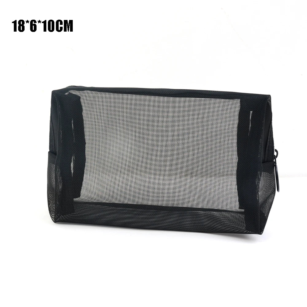 Wholesale Black Mesh Toiletry Bags Travel Makeup Bag Small Large Case Organizer Cosmetic Cases Toiletries Storage Handbag Pouch - NJPH Best Selling 