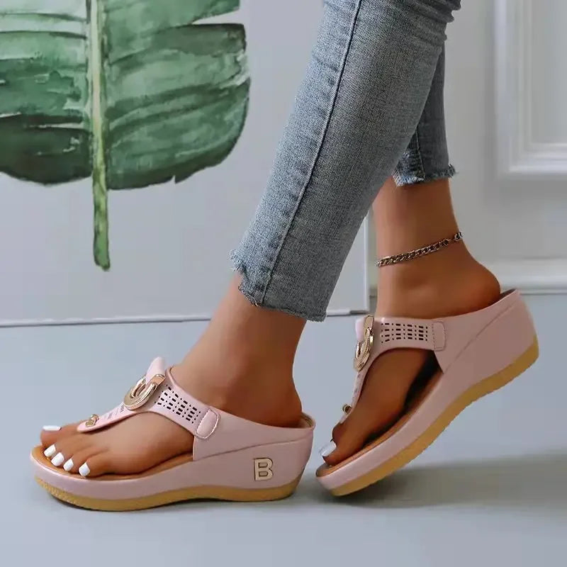 Summer Sandals Women 2024 Big Size Platform Wedges Sandals Slippers Non-Slip Open Toe Flip Flops Ladies Comfortable Beach Shoes - NJPH Best Selling 