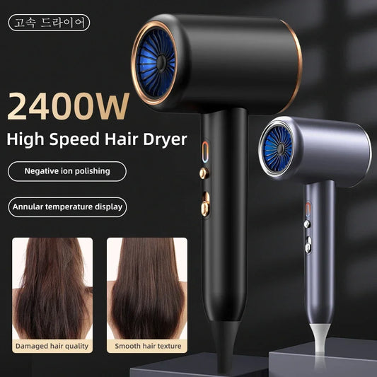 Professional Hair Dryer Hot Cold Wind Air Brush Hairdryer Negative Lonic Blow Dryer Strong PowerDryer Salon Tool 2400W 3th Gear - NJPH Best Selling 