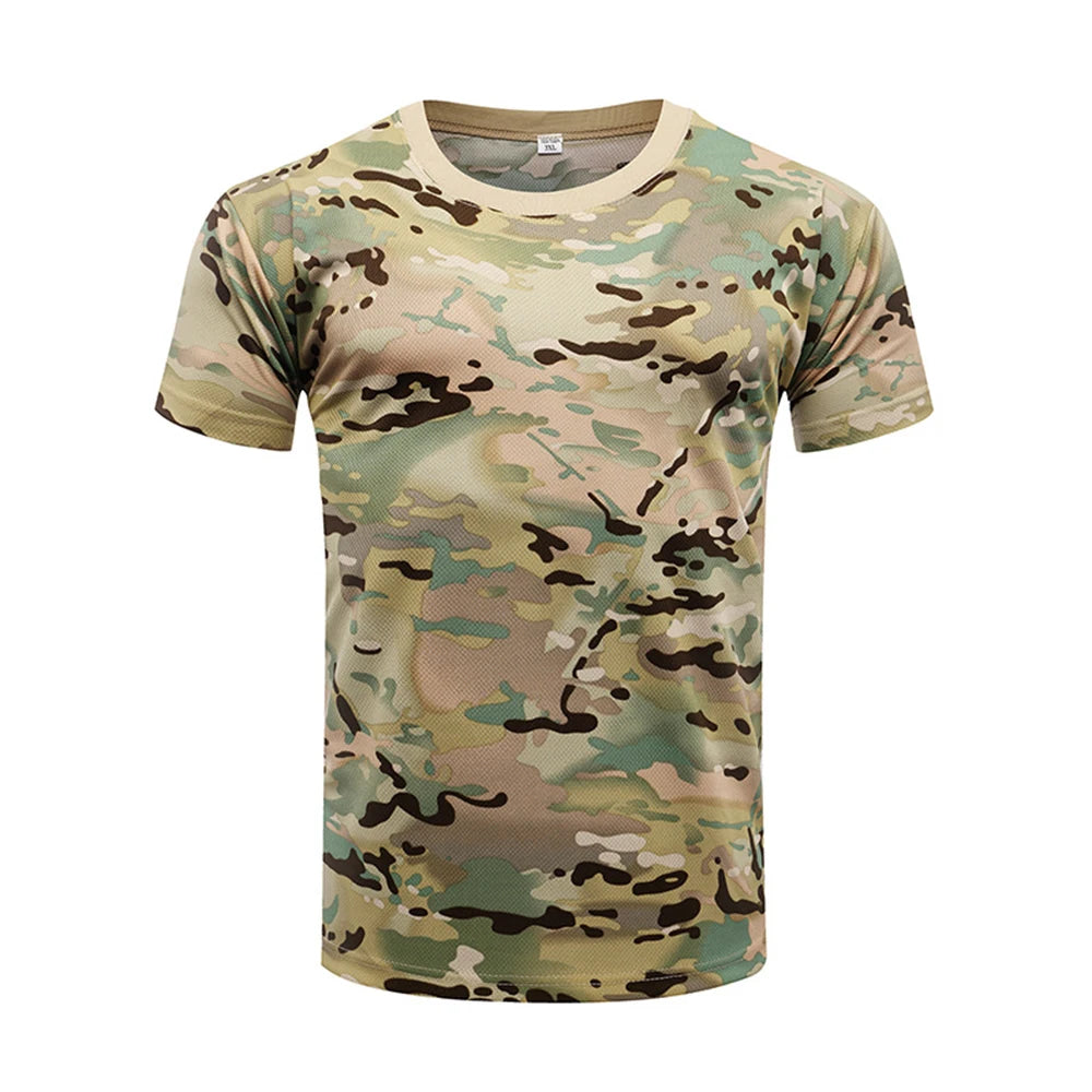 Camouflage Tactical Shirt Short Sleeve Men's Breathable Quick Dry Combat T-Shirt Outdoor T Shirt Camo Hiking Hunting Shirts - NJPH Best Selling 