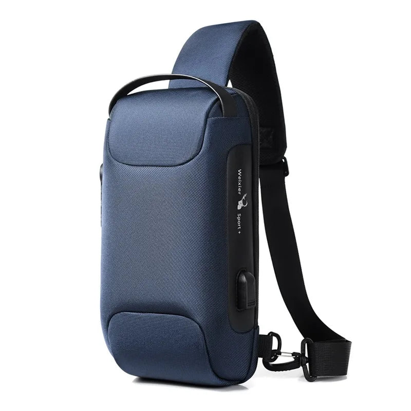 Men'S Usb Crossbody Bag Anti-Theft Shoulder Bags Waterproof Oxford Waist Bag Multifunction Short Travel Messenger Chest Pack - NJPH Best Selling 