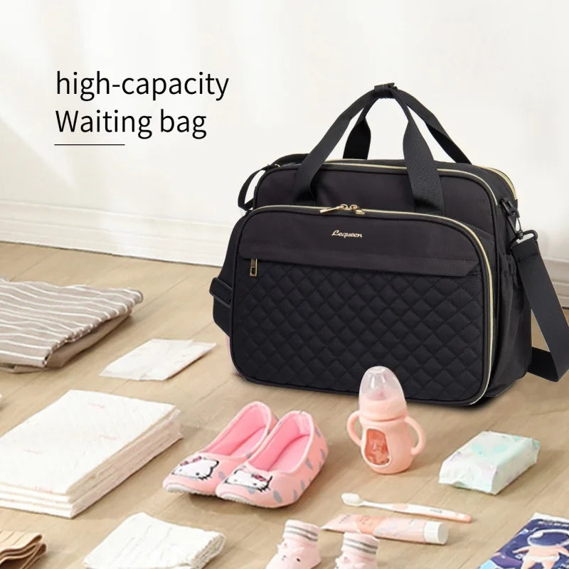 LEQUEEN New Style Waterproof Diaper Bag Black Large Capacity Travel Bag Multifunctional Maternity Mother Baby Stroller Bags - NJPH Best Selling 