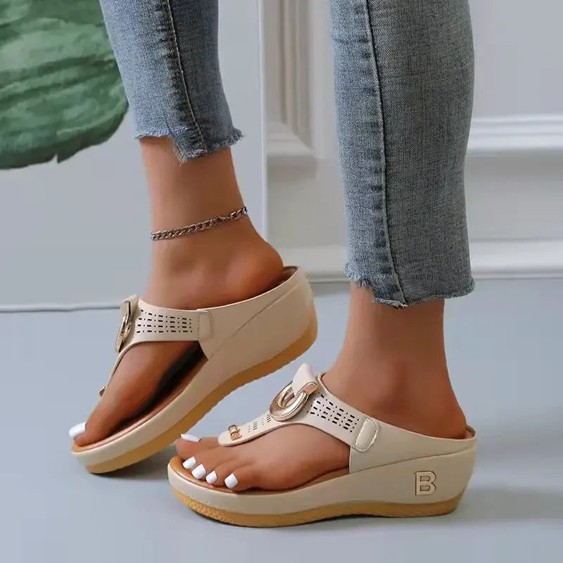 Summer Sandals Women 2024 Big Size Platform Wedges Sandals Slippers Non-Slip Open Toe Flip Flops Ladies Comfortable Beach Shoes - NJPH Best Selling 