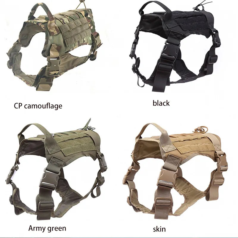 Tactical Dog Harness Military Training K9 Padded Quick Release Vest Pet Training Dog Harness For Set Small Medium Large Dogs - NJPH Best Selling 