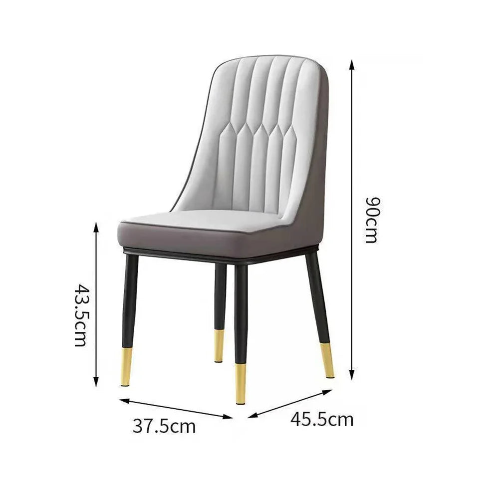 2PC Leather Dining Chair Modern Simple Sponge Iron Backrest Chair Home Nordic Leather Dining Room Chairs