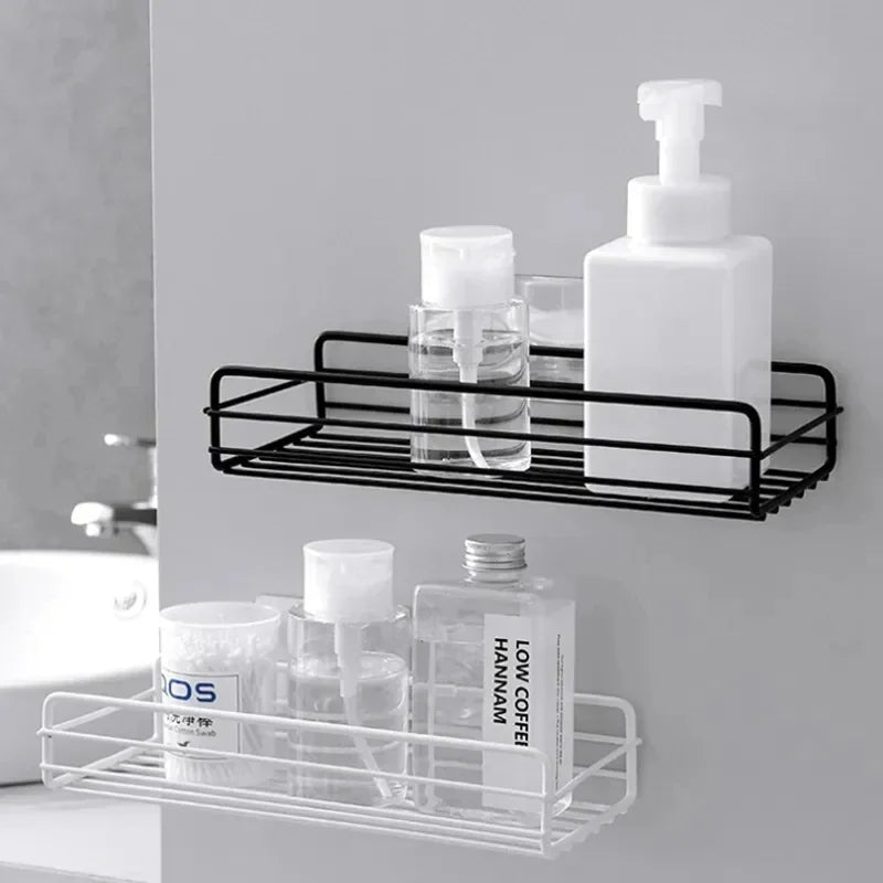 Bathroom Shelf Wall Mounted Corner Storage Shelves Shampoo Holder Cosmetic Rack Iron Shower Drain Basket Bathroom Organizer - NJPH Best Selling 