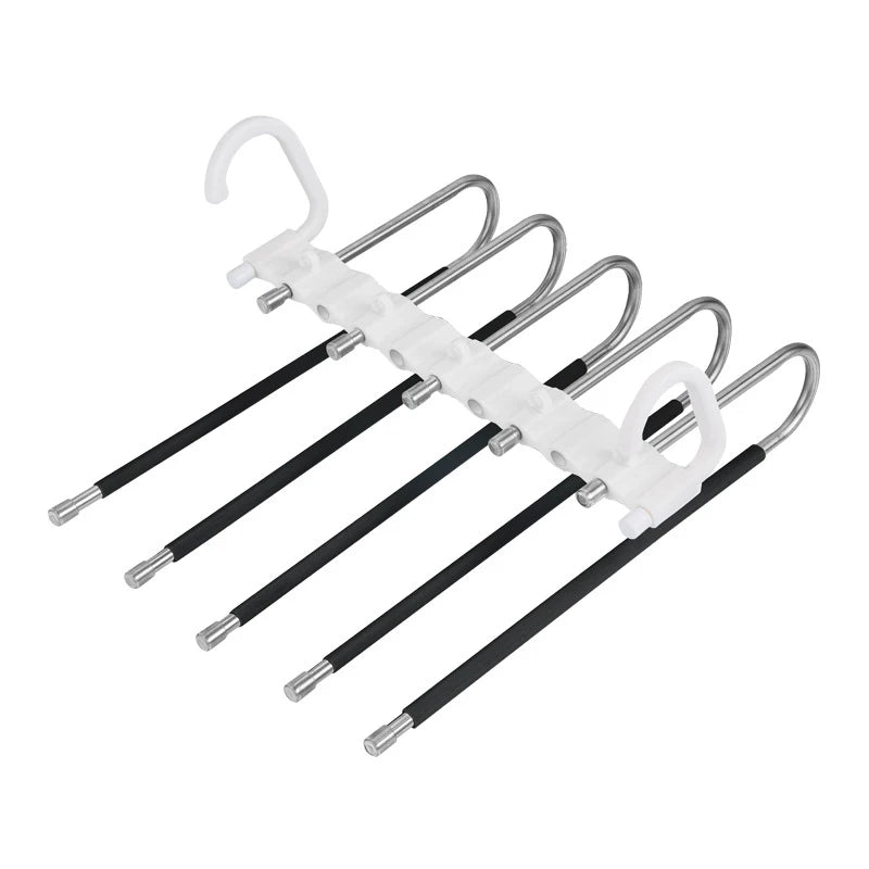 Multi-functional 9 in 1 Trouser Storage Rack Adjustable Pants Tie Storage Shelf Closet Organizer Stainless Steel Clothes Hanger - NJPH Best Selling 