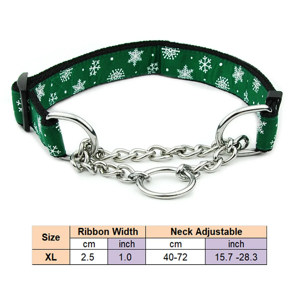 Adjustable Collar for Large Dogs Nylon Pet Dog Slip Pinch Collar Dog Training Accessories Dog Collar with Welded Link Chain - NJPH Best Selling 