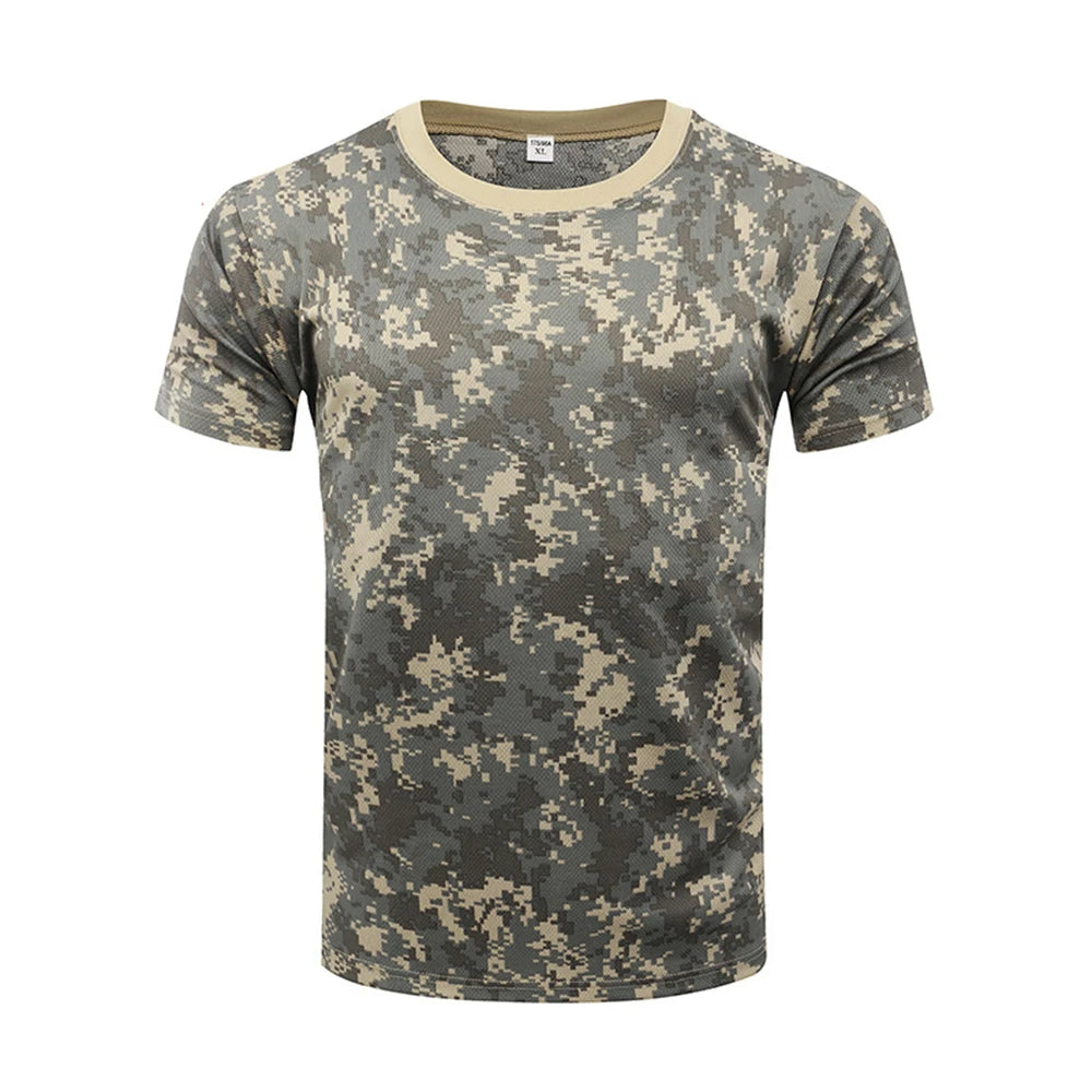 Camouflage Tactical Shirt Short Sleeve Men's Breathable Quick Dry Combat T-Shirt Outdoor T Shirt Camo Hiking Hunting Shirts - NJPH Best Selling 