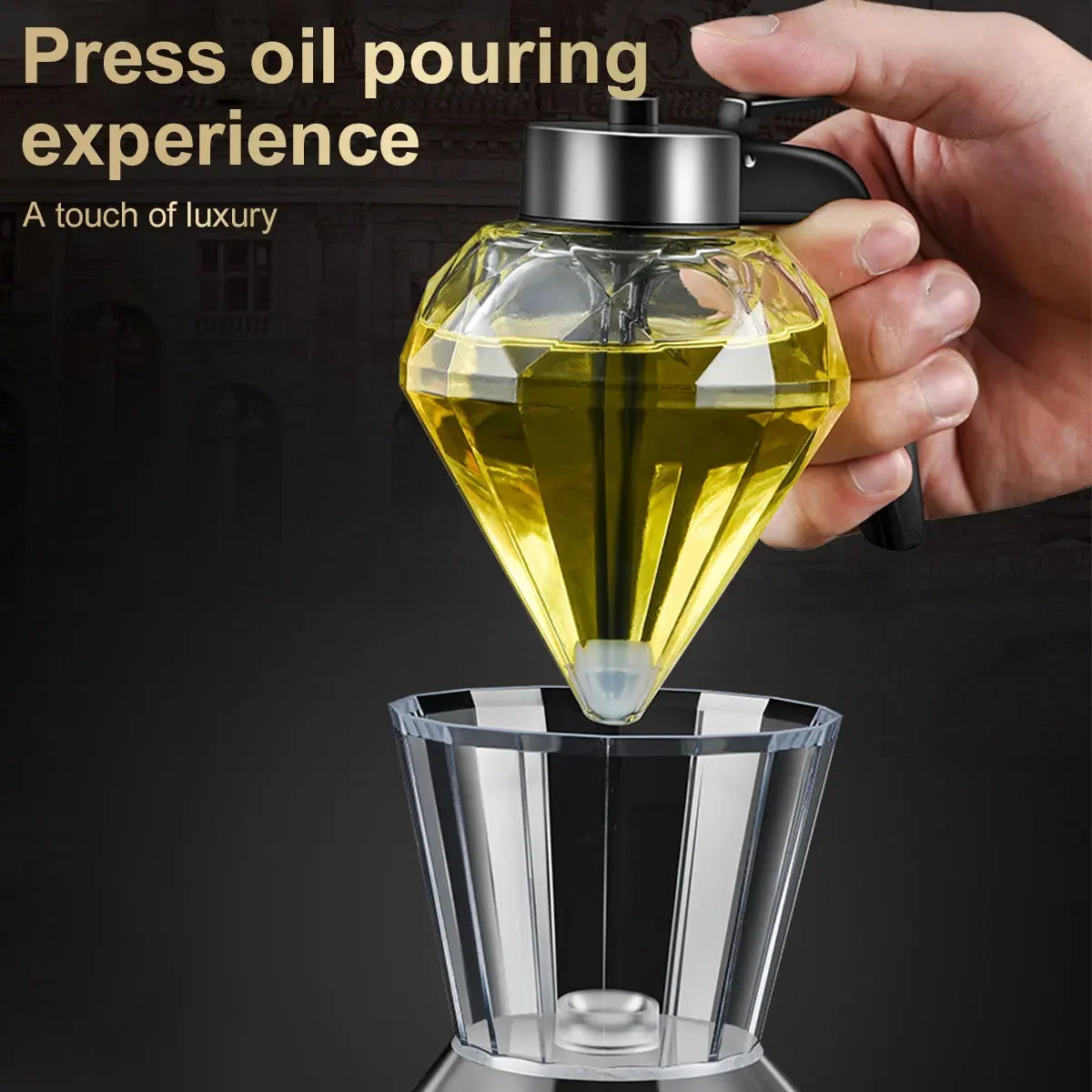 200ml Honey Dispenser Diamond Shaped Glass Oil Dispenser Multifunctional Oil Bottle Vinegar and Sauce Dispensers Kitchen Tool - NJPH Best Selling 