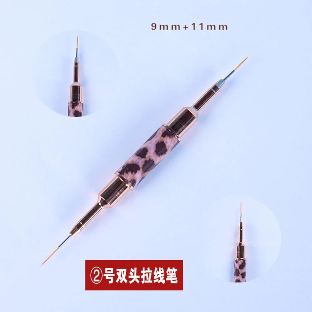 Nail Art Liner Brushes Double Head Leopard Print Acrylic French Stripe Drawing Painting Pen Gel Polish Nail Art Manicure Tools - NJPH Best Selling 