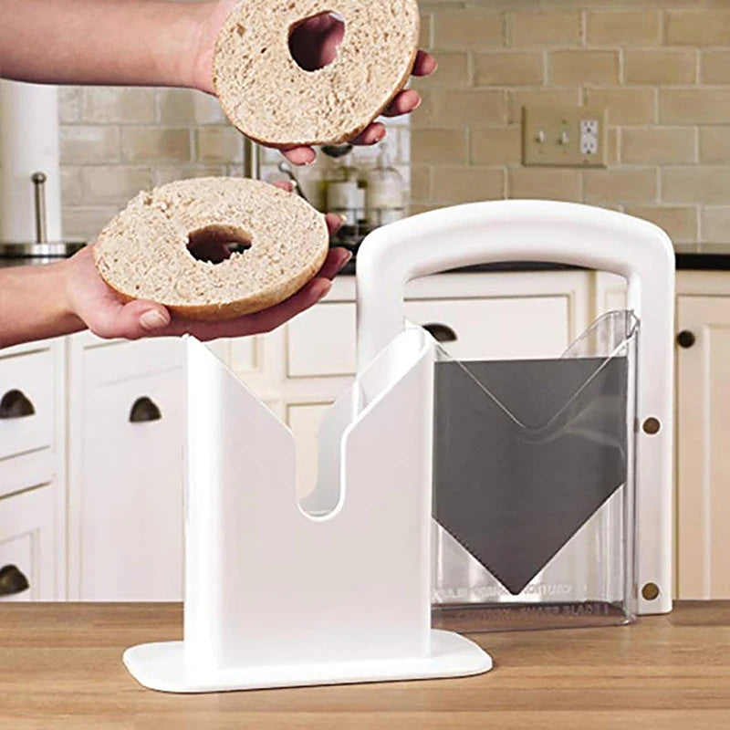 2024 New Original Bagel Guillotine Universal Slicer With Stainless Steel Blade Bread Cake Buns Toast Cutter Kitchen Accessories - NJPH Best Selling 