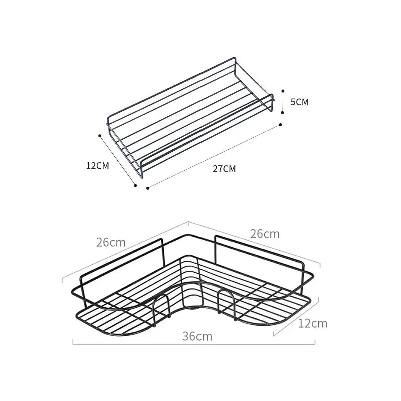 Bathroom Shelf Wall Mounted Corner Storage Shelves Shampoo Holder Cosmetic Rack Iron Shower Drain Basket Bathroom Organizer - NJPH Best Selling 