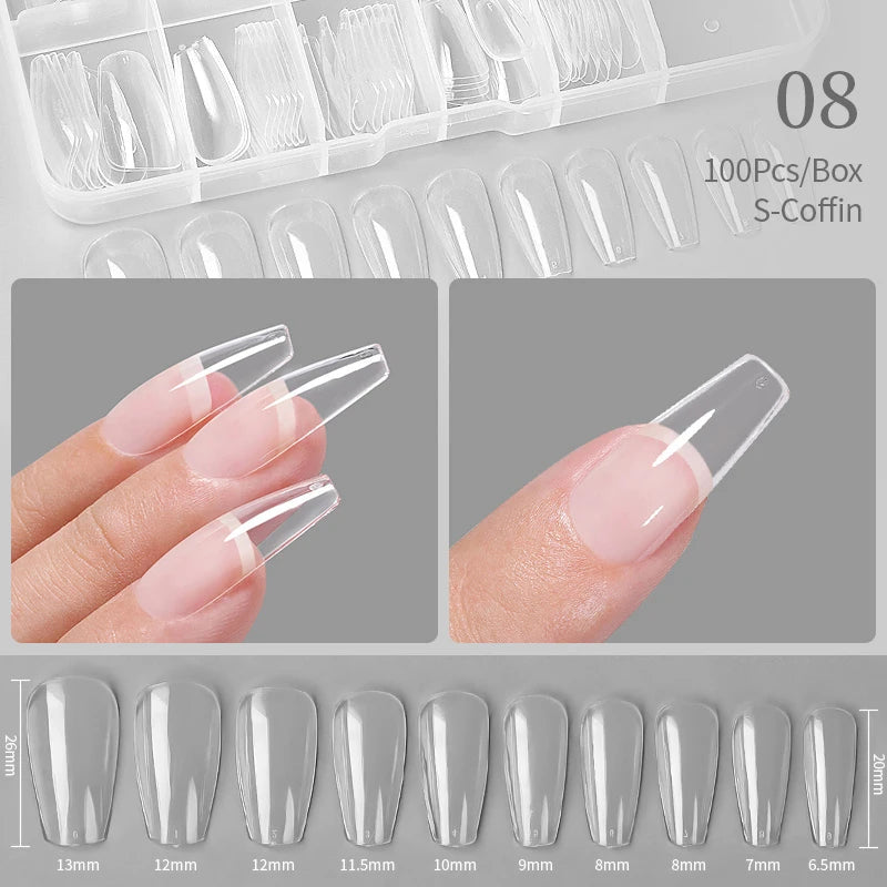 Nail Art Press on False Nails Fake Nails Coffin Gel Nails Extension System Full Cover Short Nail Soft Gel Tips Accessories Tool - NJPH Best Selling 