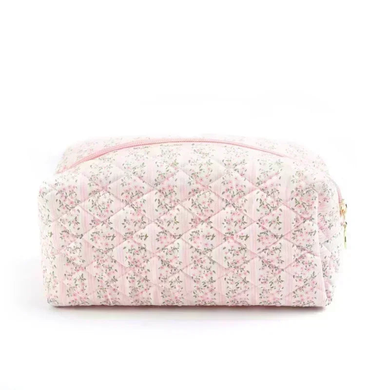 Storage Organizer Floral Puffy Quilted Makeups Bags Flower Printed Cosmetic Pouch Large Travel Cosmetics Bag Makeup Accessory - NJPH Best Selling 