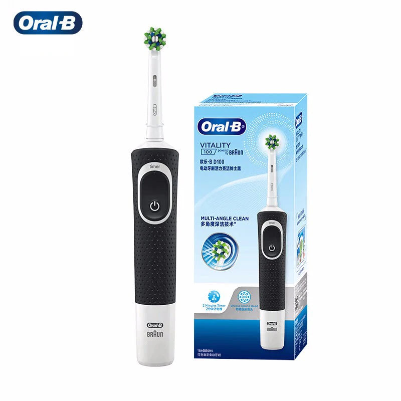 Oral B D100 Electric Toothbrush 2D Vitality Cleaning Teeth Brush Waterproof Electronic Teeth Brush Inductive Charger With Timer - NJPH Best Selling 