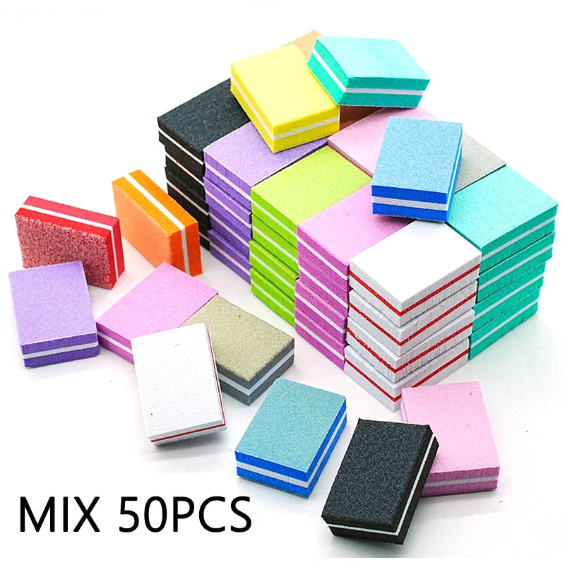 50Pc Professional Mini Nail Art buffer 100/180 Sandpaper Manicure Care File Sanding Polishing Nails File Grinding Equipment Tool - NJPH Best Selling 