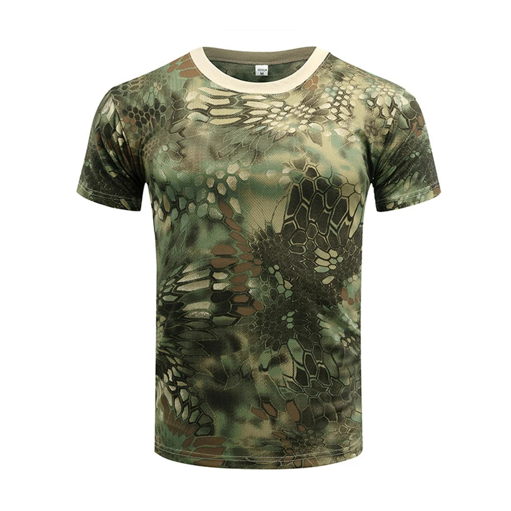 Camouflage Tactical Shirt Short Sleeve Men's Breathable Quick Dry Combat T-Shirt Outdoor T Shirt Camo Hiking Hunting Shirts - NJPH Best Selling 