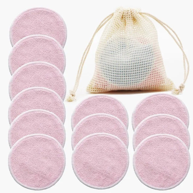 12PC Reusable Cotton Pads Makeup Remover Pads Washable Round Bamboo Make Up Pads Cloth Nursing Pads Skin Care Tool Skin Cleaning - NJPH Best Selling 