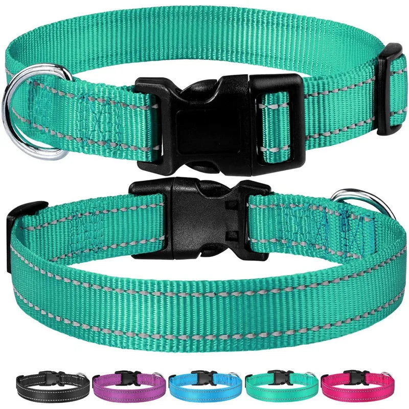 Reflective Dog Collar Strap With Adjustable Safety Nylon Pet Collar Pet Traction Rope Suitable For Small And Medium-Sized Pets - NJPH Best Selling 