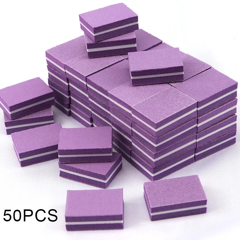 50Pc Professional Mini Nail Art buffer 100/180 Sandpaper Manicure Care File Sanding Polishing Nails File Grinding Equipment Tool - NJPH Best Selling 