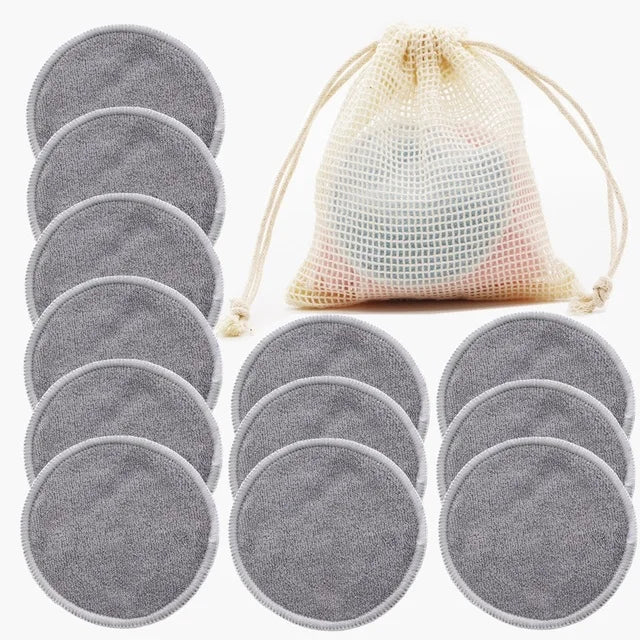 12PC Reusable Cotton Pads Makeup Remover Pads Washable Round Bamboo Make Up Pads Cloth Nursing Pads Skin Care Tool Skin Cleaning - NJPH Best Selling 