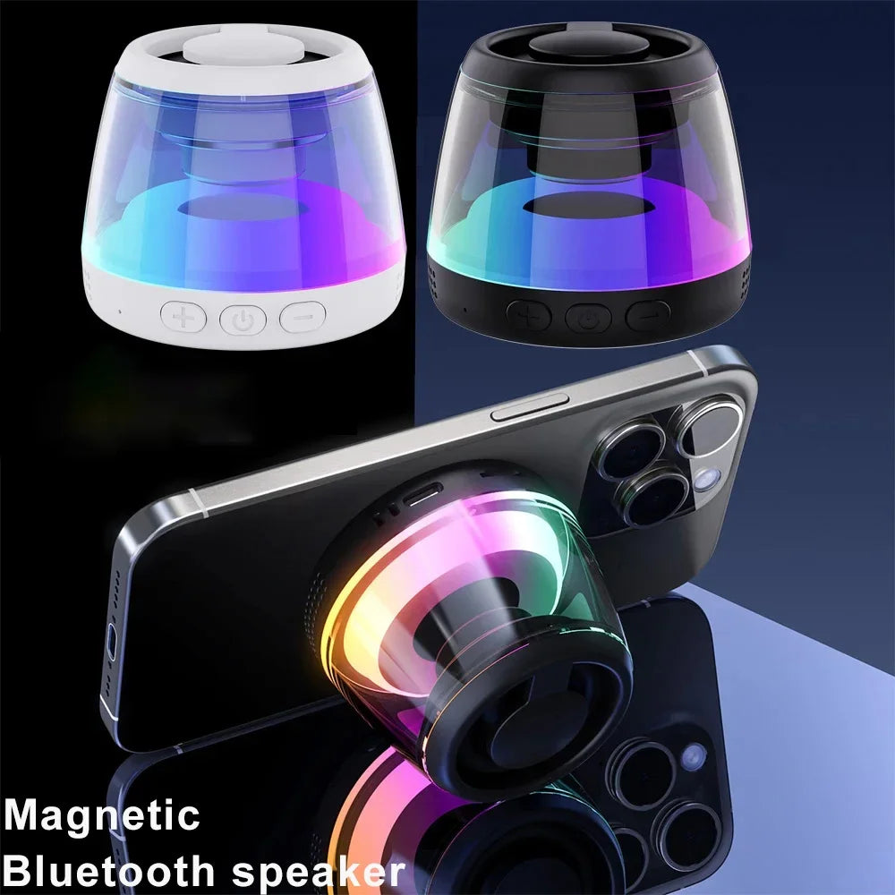 Mini Desktop Bluetooth Speaker RGB Cool Lighting Portable Magnetic Sound Box Phone Holder Office Family Wireless Compact Audio