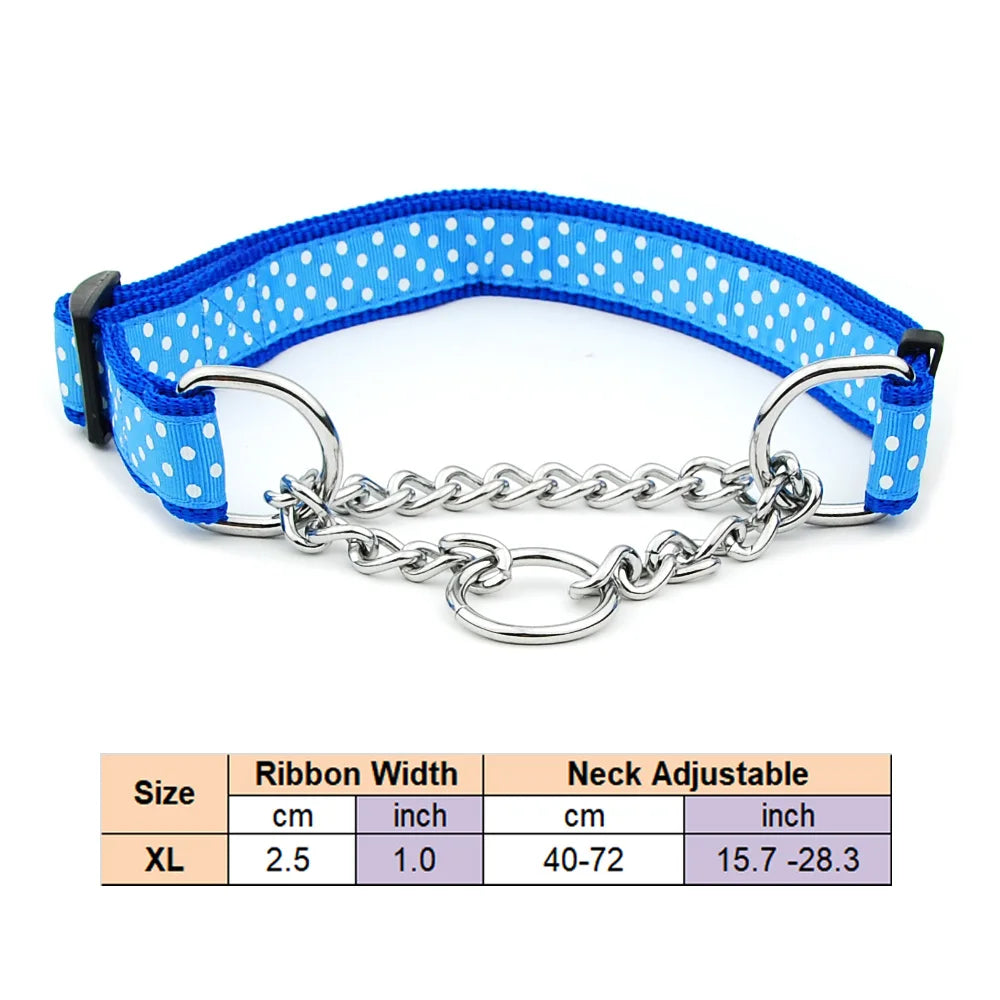 Adjustable Collar for Large Dogs Nylon Pet Dog Slip Pinch Collar Dog Training Accessories Dog Collar with Welded Link Chain - NJPH Best Selling 