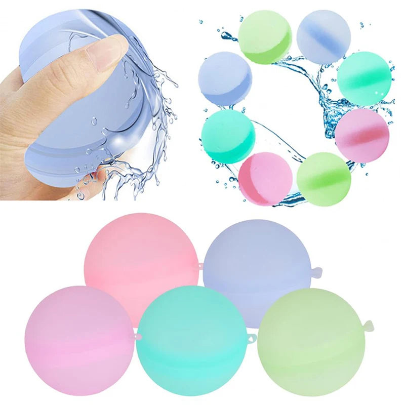 12pcs Reusable Water Fighting Balls Adults Kids Summer Swimming Pool Silicone Water Playing Toys Pool Water Bomb Balloons Games - NJPH Best Selling 