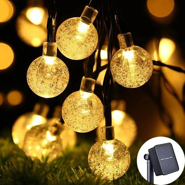 Solar Crystal Globe LED String Lights 60 LED 8 Lighting Modes IP65 Fairy Light Christmas Garland For Garden Party Decor 1pc/2pcs - NJPH Best Selling 