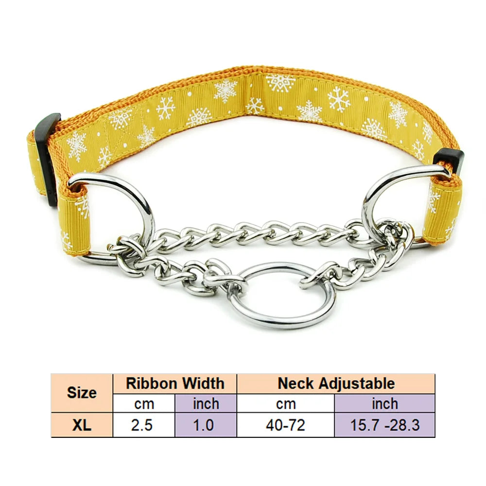 Adjustable Collar for Large Dogs Nylon Pet Dog Slip Pinch Collar Dog Training Accessories Dog Collar with Welded Link Chain - NJPH Best Selling 