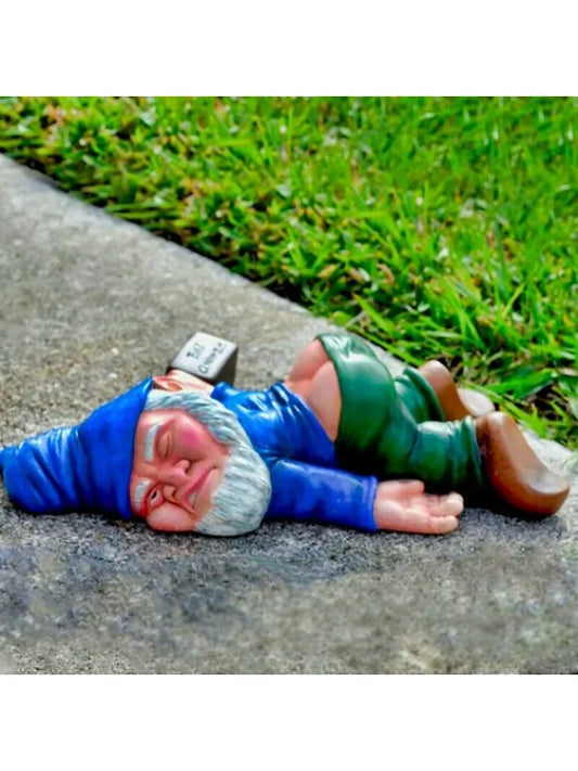 Creative Drunk Garden Gnome Patio Ornament Funny Rude Drunken Disorderly Statue Figurine Elves Pixie Bonsai Decoration - NJPH Best Selling 