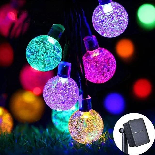 Solar Crystal Globe LED String Lights 60 LED 8 Lighting Modes IP65 Fairy Light Christmas Garland For Garden Party Decor 1pc/2pcs - NJPH Best Selling 