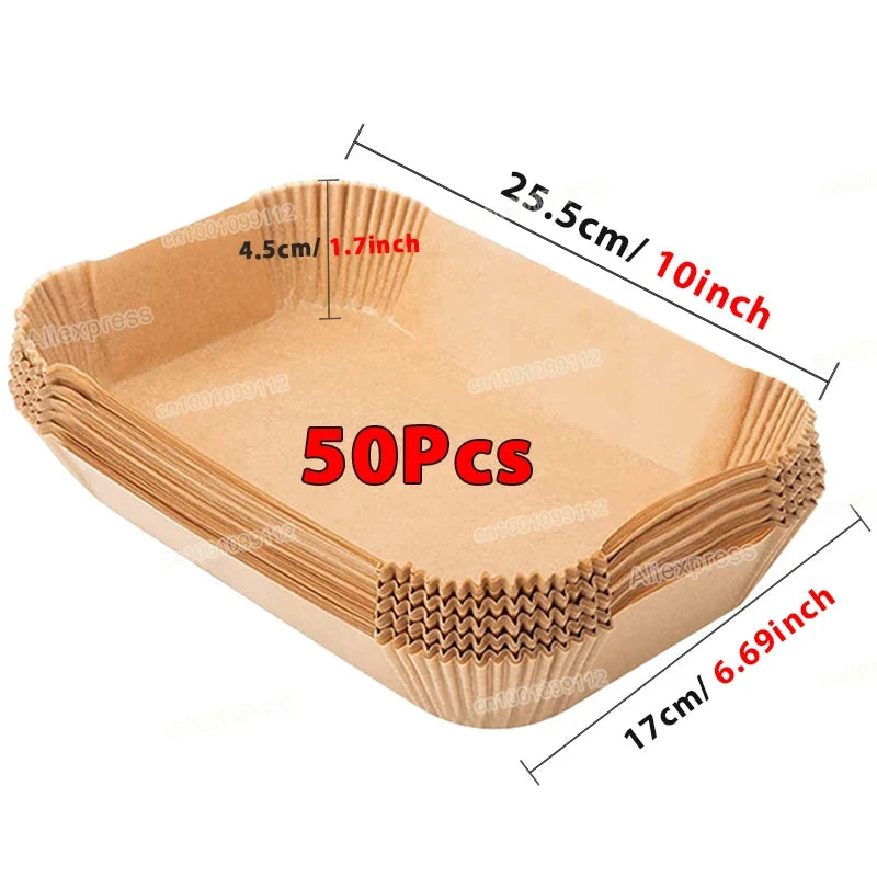 50/100Pcs Air Fryer Disposable Paper Non-Stick Airfryer Baking Papers Round Air-Fryer Paper Liners Paper Kitchen Accessories - NJPH Best Selling 