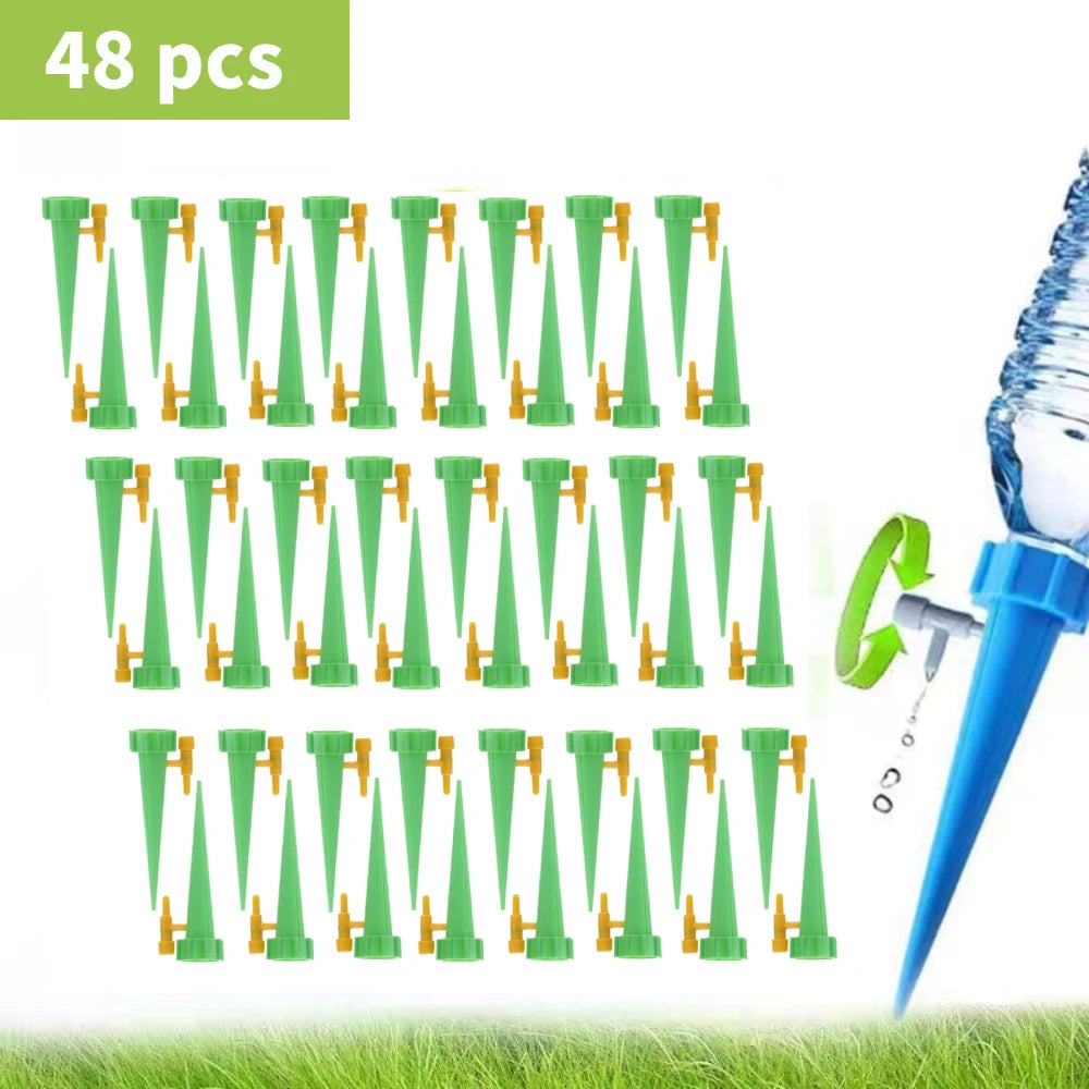 48pcs Auto Drip Irrigation Watering System Plant Dripper Spike Kits Garden Self Watering Planter Insert Plant Watering Devices - NJPH Best Selling 