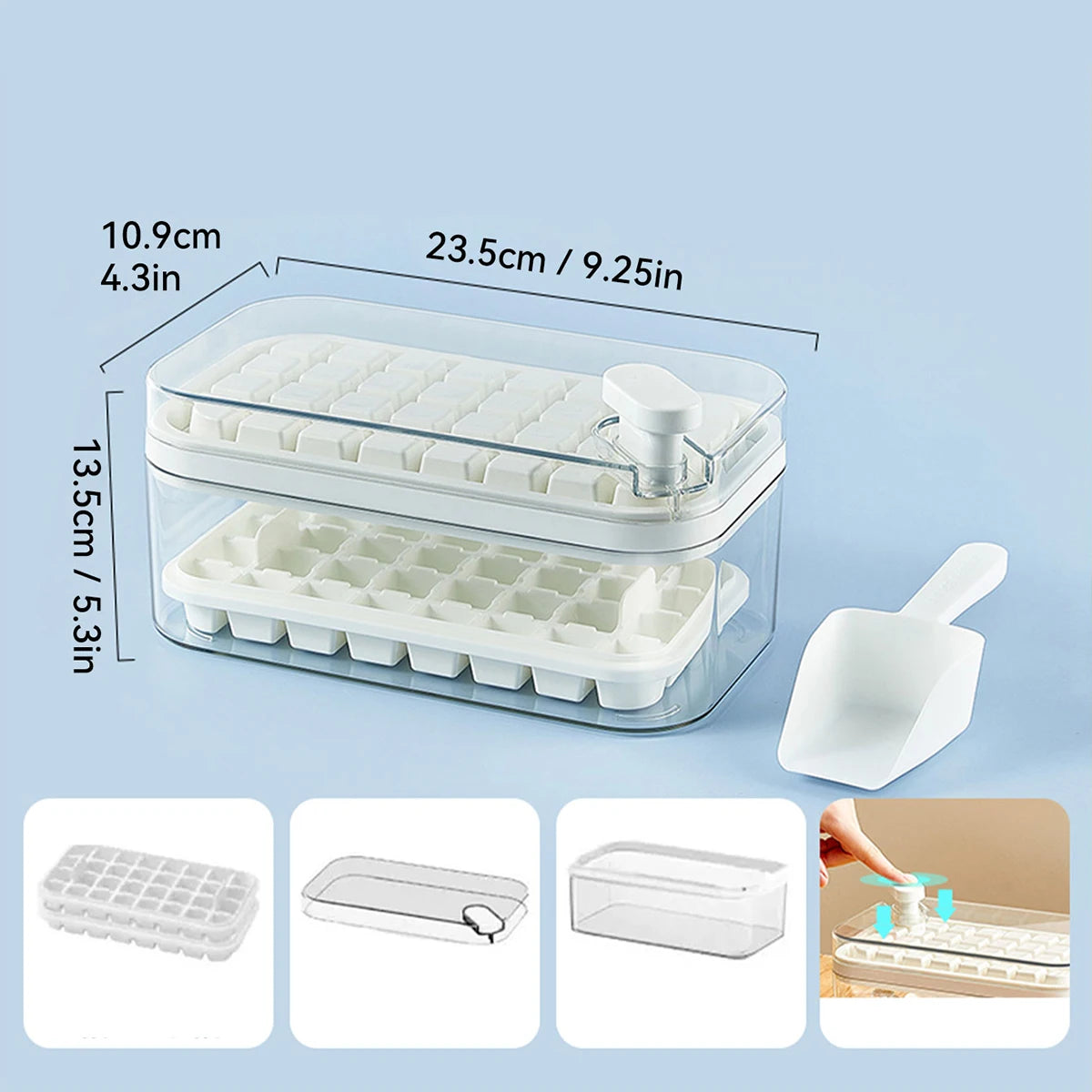 WORTHBUY Square Silicone Ice Mold Box Press Type Ice Tray Mold With Storage Box Whiskey Beer Quick-freeze Kitchen Gadgets - NJPH Best Selling 