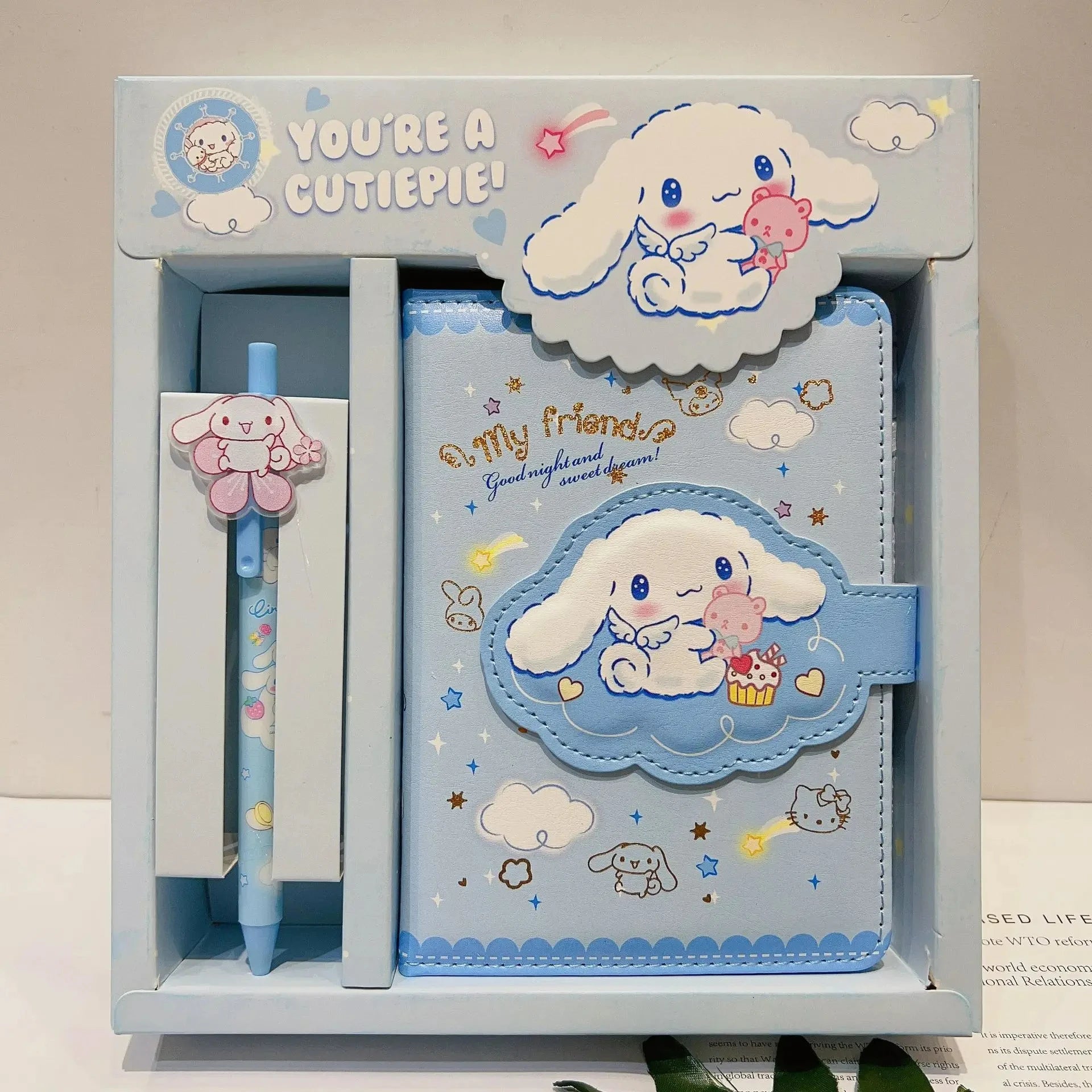 Sanrio Hello Kitty Notebook Gel Pens Kuromi Cinnamoroll Notepad Daily Weekly Agenda Planner Stationery Set Office School Supplie - NJPH Best Selling 