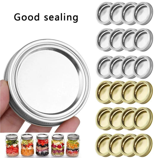 24pcs Wide Mouth 86MM Mason Jar Canning Lids Reusable Leak Proof Split-Type Silver Lids With Silicone Seals Rings - NJPH Best Selling 