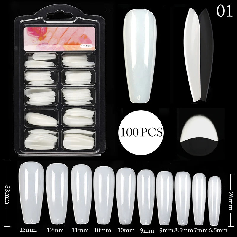 Nail Art Press on False Nails Fake Nails Coffin Gel Nails Extension System Full Cover Short Nail Soft Gel Tips Accessories Tool - NJPH Best Selling 