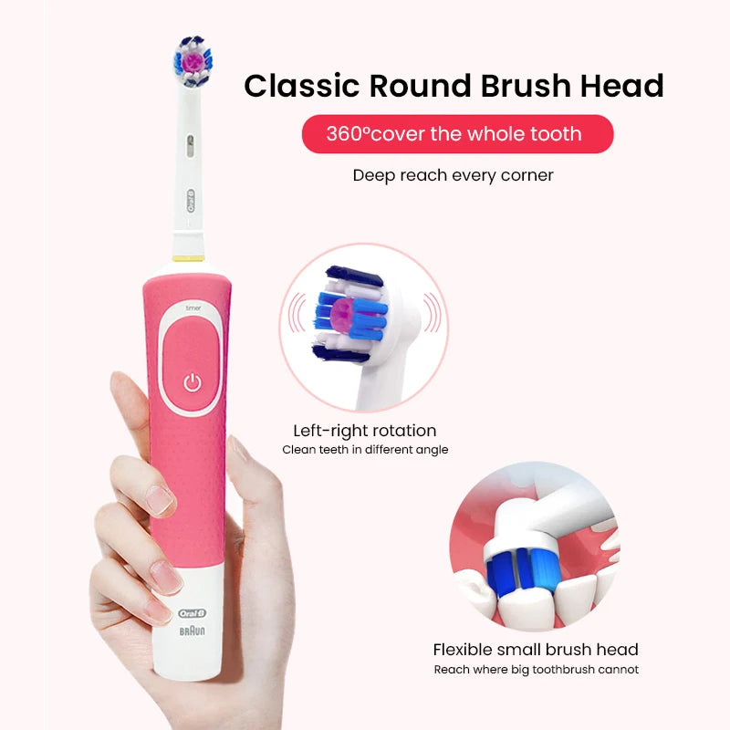 Oral B D100 Electric Toothbrush 2D Vitality Cleaning Teeth Brush Waterproof Electronic Teeth Brush Inductive Charger With Timer - NJPH Best Selling 