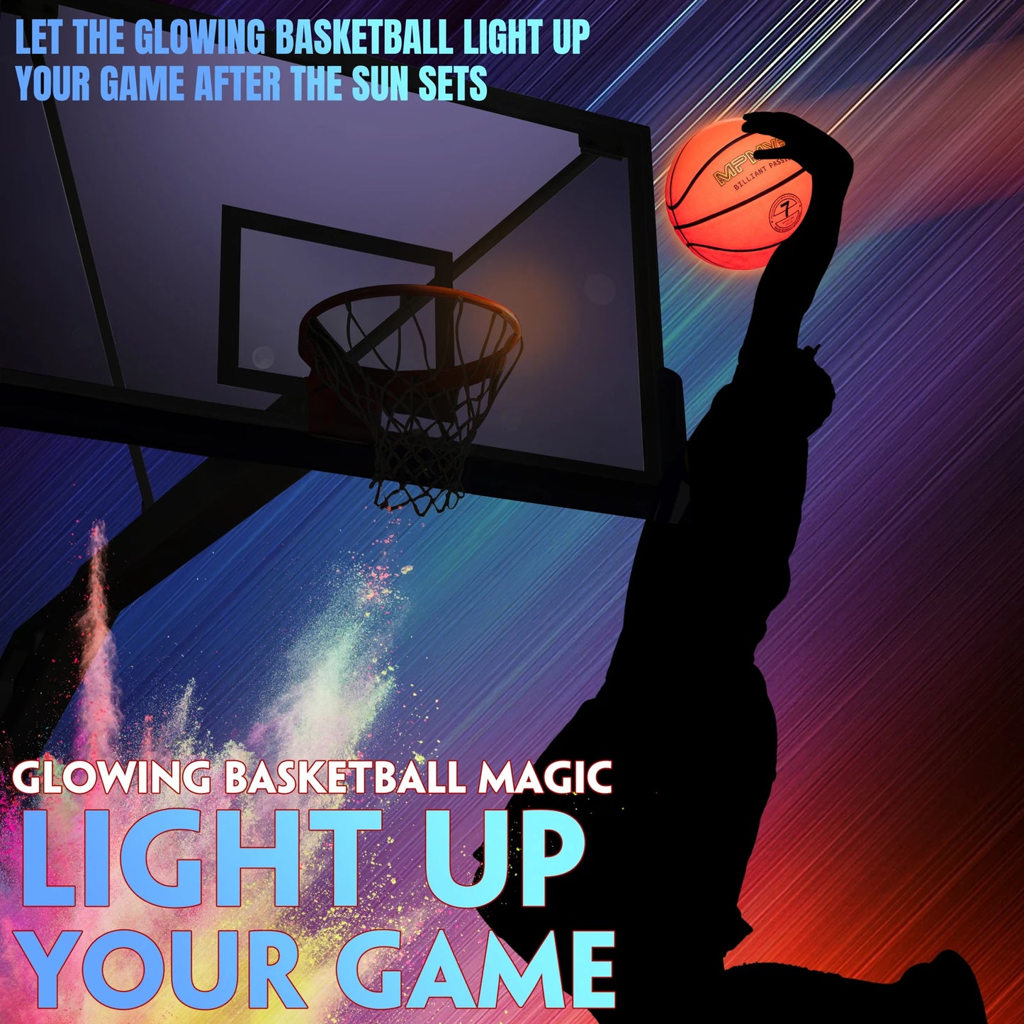 MPMVP Light Up Basketball - Size 7 - Glow in The Dark - Rechargeable - Perfect for Athletes, Kids, and Basketball Lovers - NJPH Best Selling 