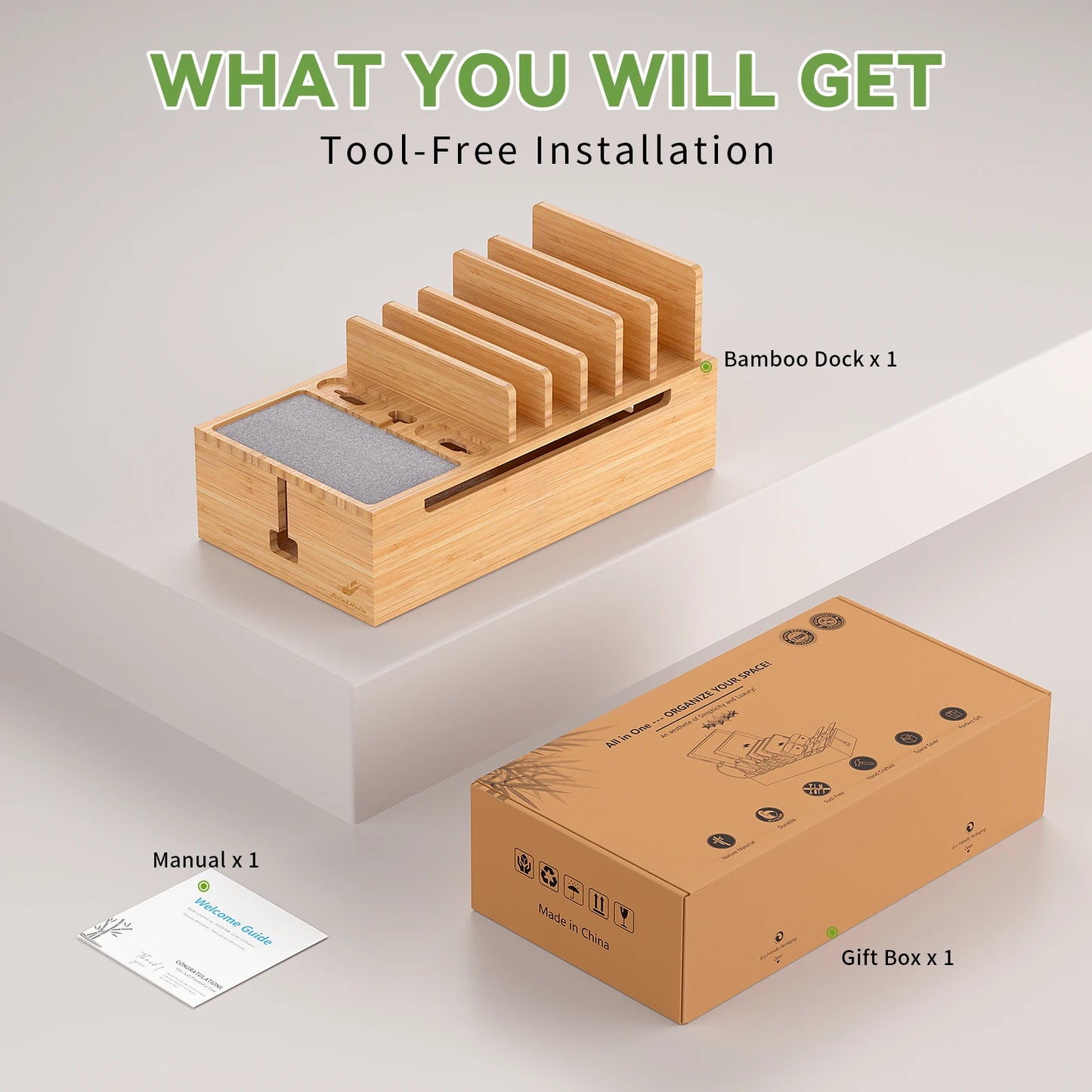 Charging Station for Multiple Devices Charger Dock Holder Stand for Cell Phone and Tablet Electronic Devices Organizer