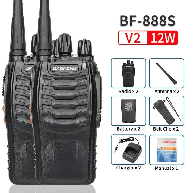 2/4PCS Baofeng BF-888S 12W Walkie Talkie Dual Band Portable Long Range Standby UHF 400-470MHz USB Ham Two Way Radio for Hunting - NJPH Best Selling 