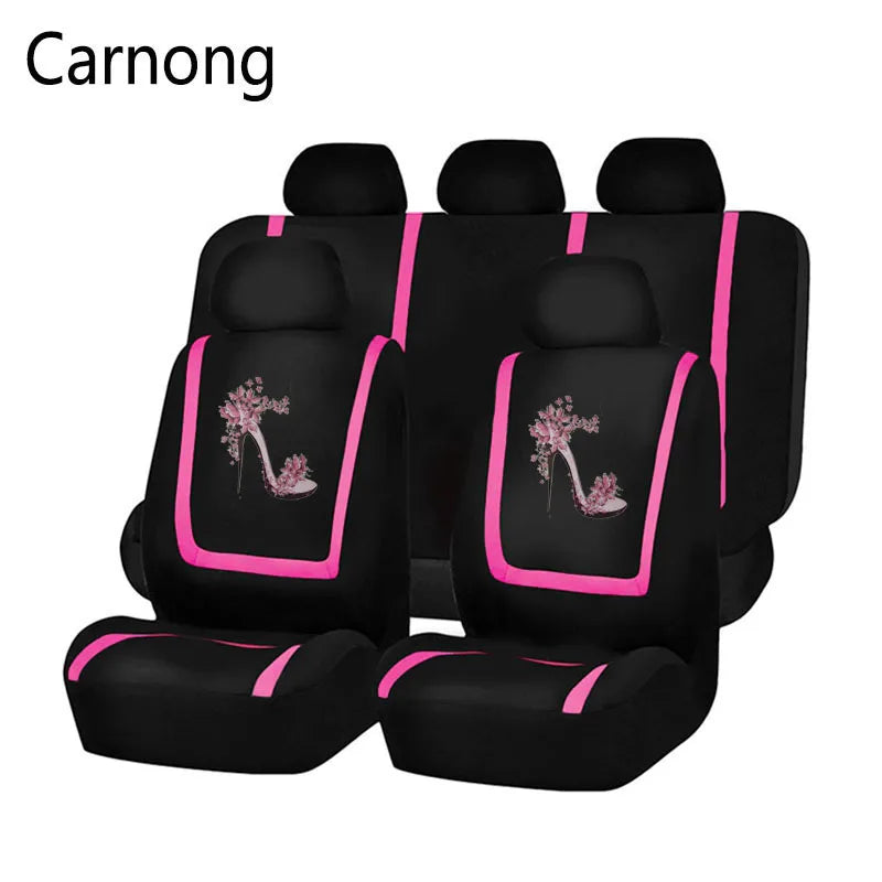 Carnong Car Seat Covers Full Set Universal Comfortable Soft Full Women Cute Dancing Shoes Paint Pink Auto Interior Accessories - NJPH Best Selling 