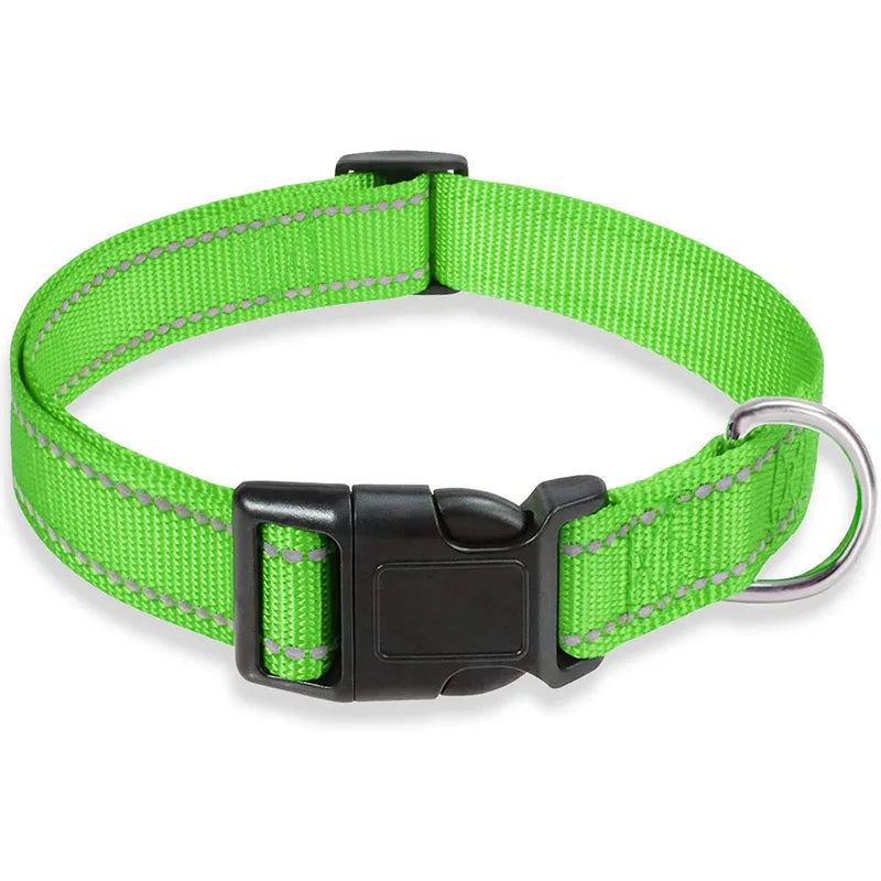 Reflective Dog Collar Strap With Adjustable Safety Nylon Pet Collar Pet Traction Rope Suitable For Small And Medium-Sized Pets - NJPH Best Selling 