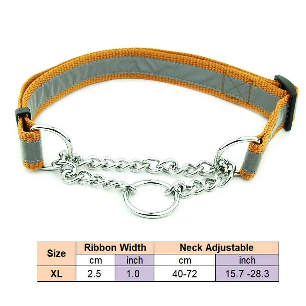 Adjustable Collar for Large Dogs Nylon Pet Dog Slip Pinch Collar Dog Training Accessories Dog Collar with Welded Link Chain - NJPH Best Selling 