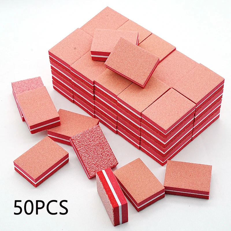 50Pc Professional Mini Nail Art buffer 100/180 Sandpaper Manicure Care File Sanding Polishing Nails File Grinding Equipment Tool - NJPH Best Selling 