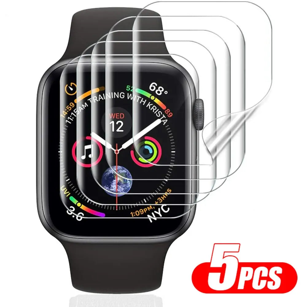 5pcs/lot Screen Protector Film For Apple Watch 8 7 6 SE 5 4 3 Full Protective For IWatch Series 38mm 42mm 45mm 41mm 40mm 44mm - NJPH Best Selling 