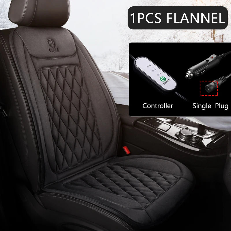 12V Heated Car Seat Cushion Cloth/Flannel Car Seat Heater Winter Warmer Seat Heating Car Accessories Heating Pads Set Universal - NJPH Best Selling 